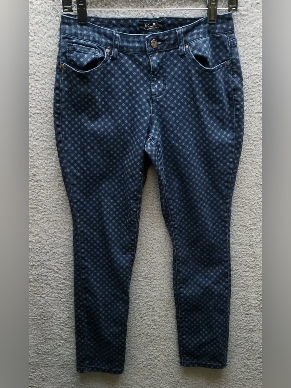 Earl Jeans Navy Patterned Slim Chinos Size 12